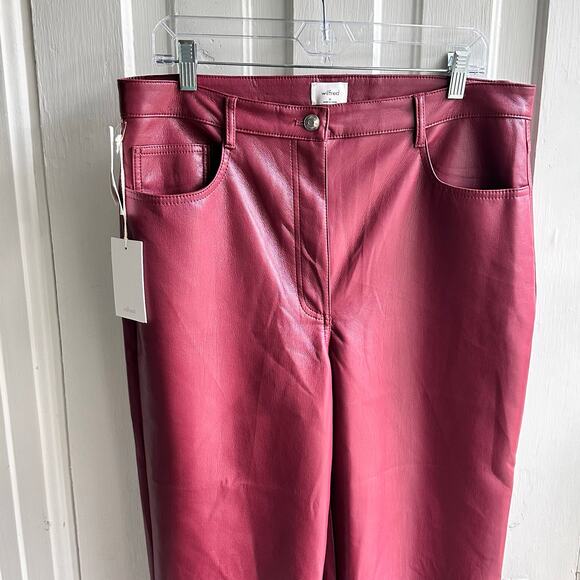 Aritzia Wilfred The Melina Ankle Vegan Leather Pants Garnet Red NWT - Picture 3 of 11